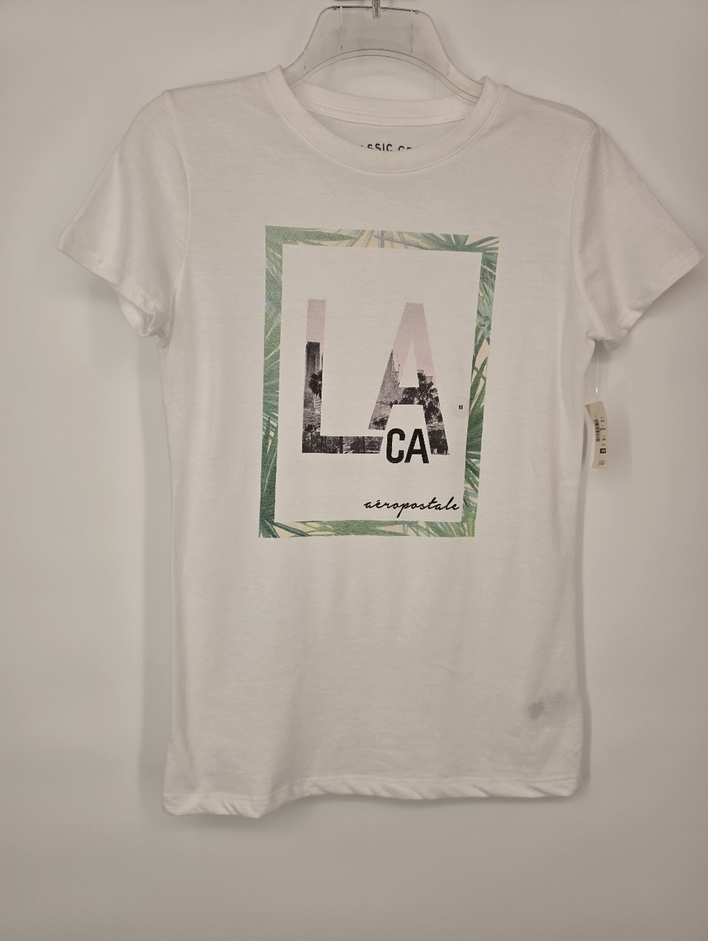NWT Aeropostale LA CA Graphic Tee White Women’s Size M Coastal Palm Tree Y2K